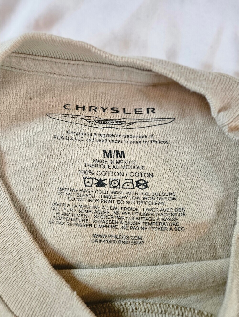 Chrysler Mens Beige Letter Car Crewneck Pullover Short Sleeve Shirt Size Medium - Picture 9 of 12